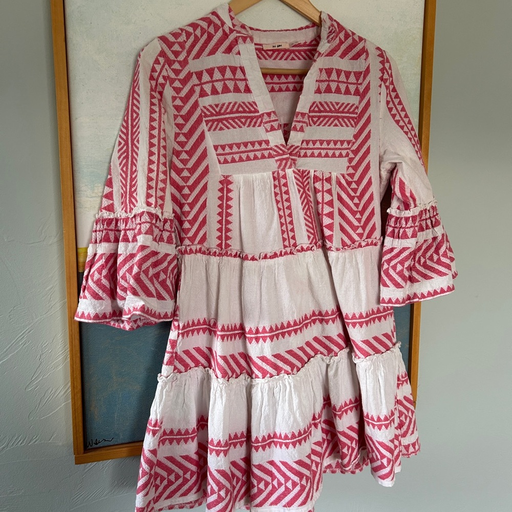 Miami Pink and White Patterned Mini Dress